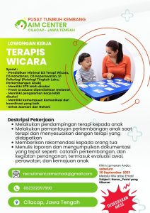 Lowongan Kerja Terapis Wicara di AIM CENTER Cilacap Jawa Tengah