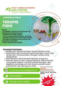 Lowongan Kerja Terapis Fisio di AIM CENTER  Cilacap Jawa Tengah