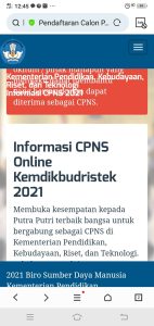 Informasi CPNS Online Kemendikbudristek 2021